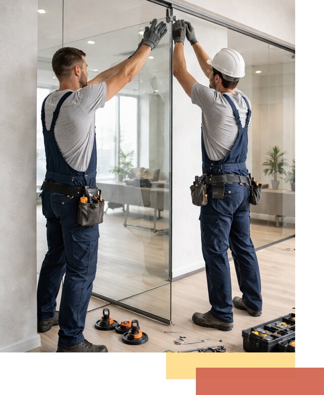 Безрамные стеклянные перегородки под ключ в Красноуфимске