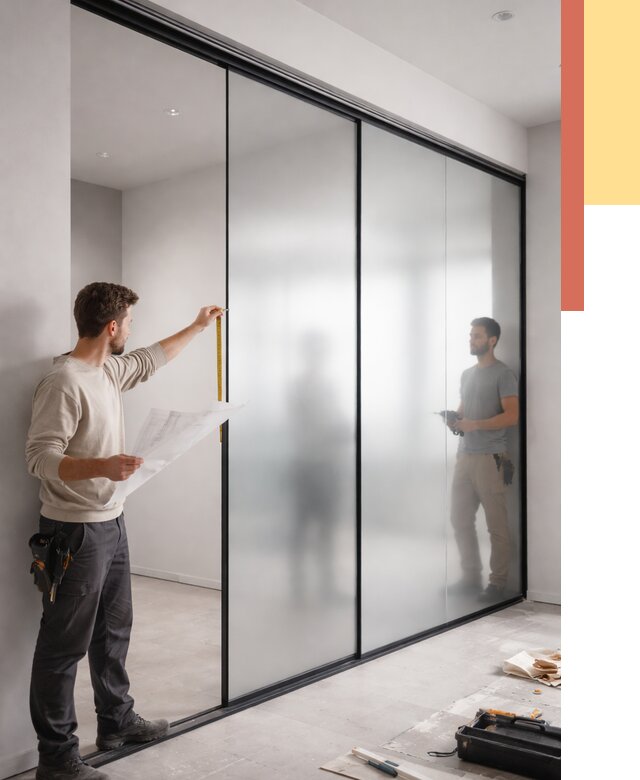 Матовые стеклянные перегородки в Красноуфимске от 8633 руб. — монтаж и установка | ОТДЕЛОЧНИК-Крф