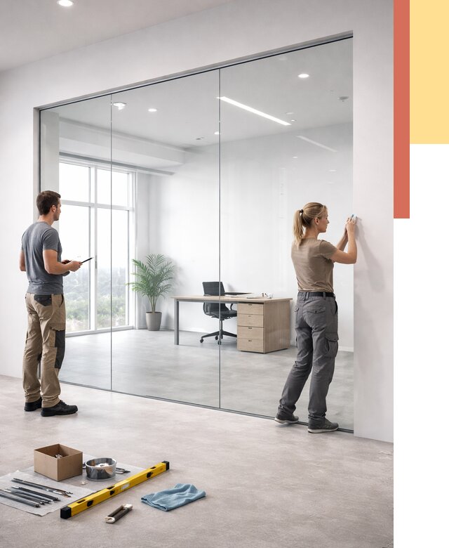 Перегородки из закаленного стекла в Красноуфимске от 9649 руб. под ключ | ОТДЕЛОЧНИК-Крф