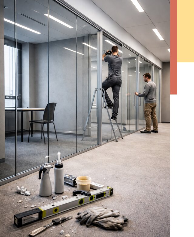 Стеклянные офисные перегородки в Красноуфимске от 8633 руб. — монтаж и установка | ОТДЕЛОЧНИК-Крф