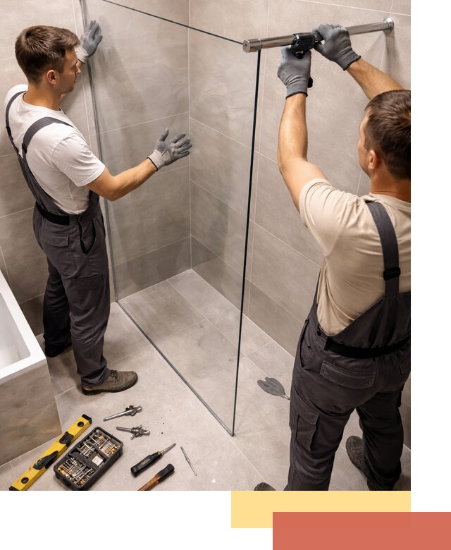 Стеклянные перегородки для душа в Красноуфимске — изготовление и монтаж