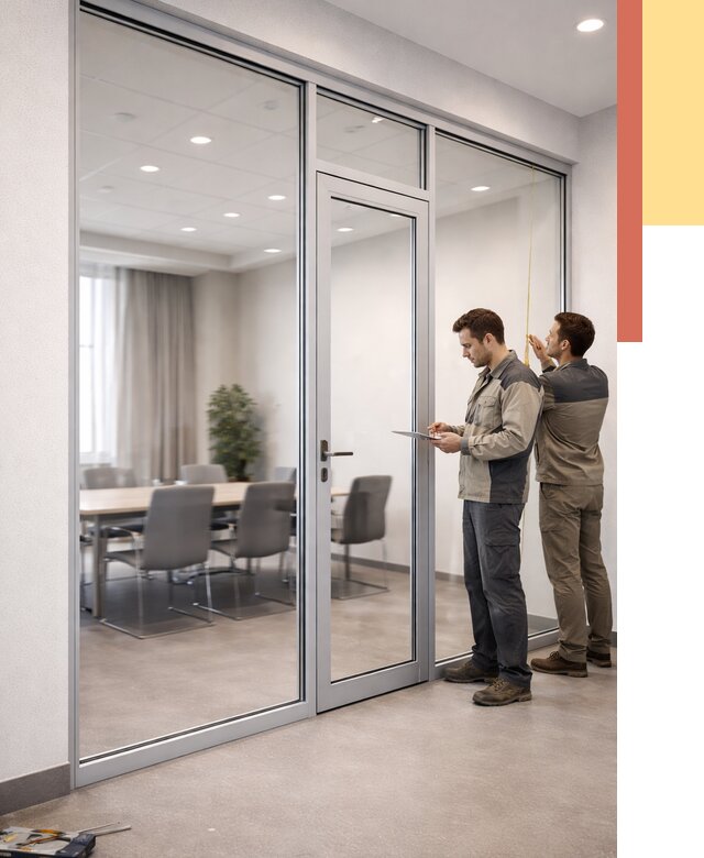 Установка и монтаж алюминиевых перегородок со стеклом в Красноуфимске от 8329 руб. | ОТДЕЛОЧНИК-Крф