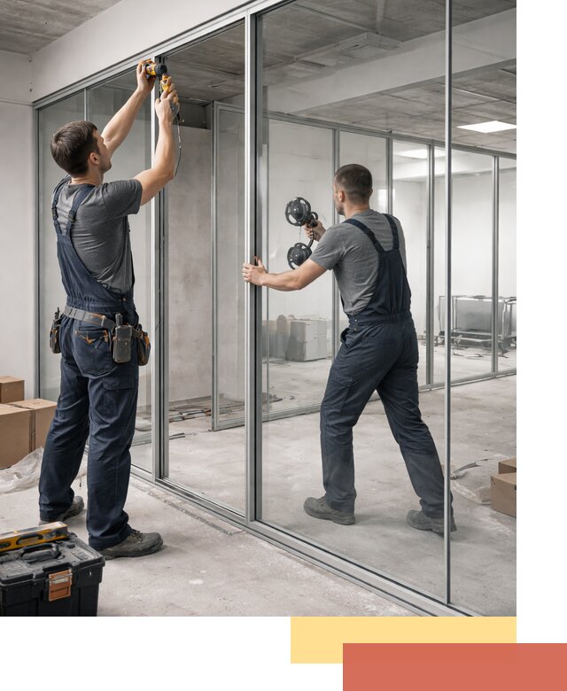 Алюминиевые перегородки со стеклом в Красноуфимске — изготовление и монтаж