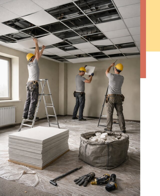 Демонтаж потолка Армстронг в Красноуфимске от 4571 руб. быстро и недорого | ОТДЕЛОЧНИК-Крф