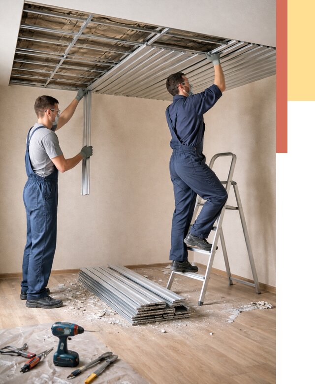 Демонтаж реечного потолка в Красноуфимске от 4571 руб. быстро и недорого | ОТДЕЛОЧНИК-Крф