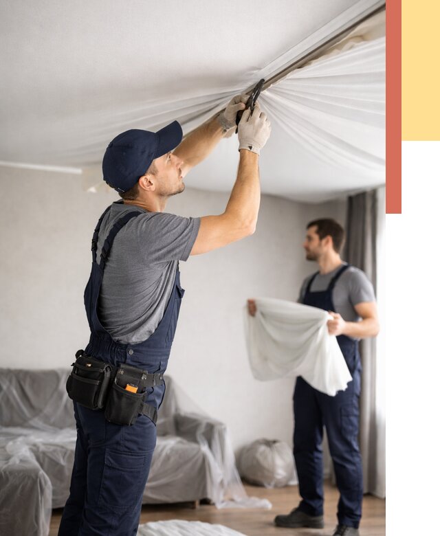 Демонтаж натяжного потолка в Красноуфимске от 4571 руб. — снятие и разбор под ключ | ОТДЕЛОЧНИК-Крф