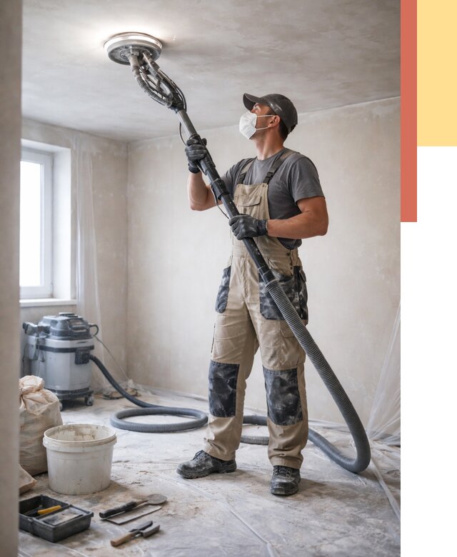 Шлифовка потолка в Красноуфимске от 3555 руб. — услуги шлифования потолка | ОТДЕЛОЧНИК-Крф