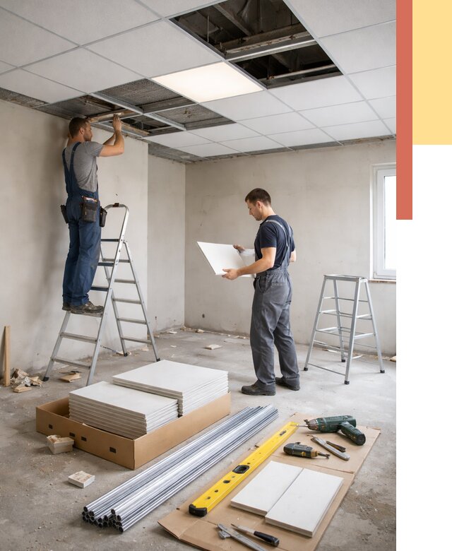 Монтаж потолка армстронг в Красноуфимске от 4571 руб/м2 — быстрая установка под ключ | ОТДЕЛОЧНИК-Крф