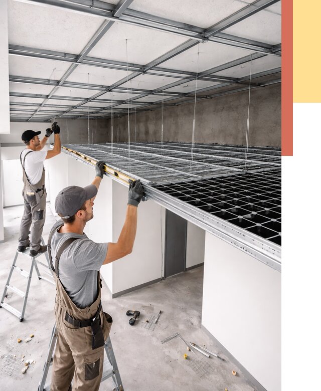 Монтаж потолка грильято в Красноуфимске от 457 руб./м² — быстрая сборка под ключ | ОТДЕЛОЧНИК-Крф