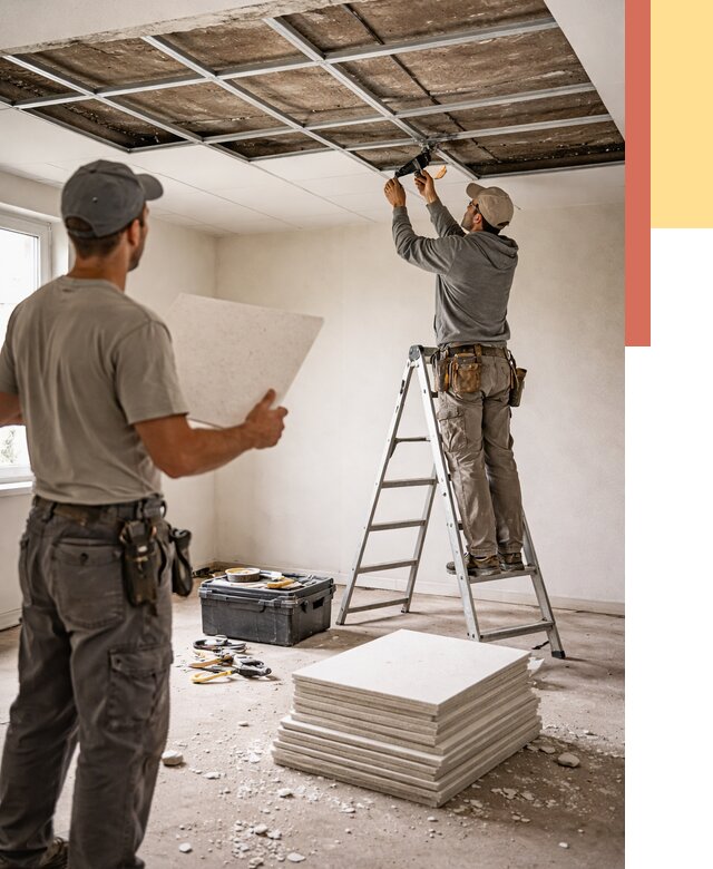 Замена плит подвесного потолка в Красноуфимске от 1777 руб. быстро и недорого | ОТДЕЛОЧНИК-Крф
