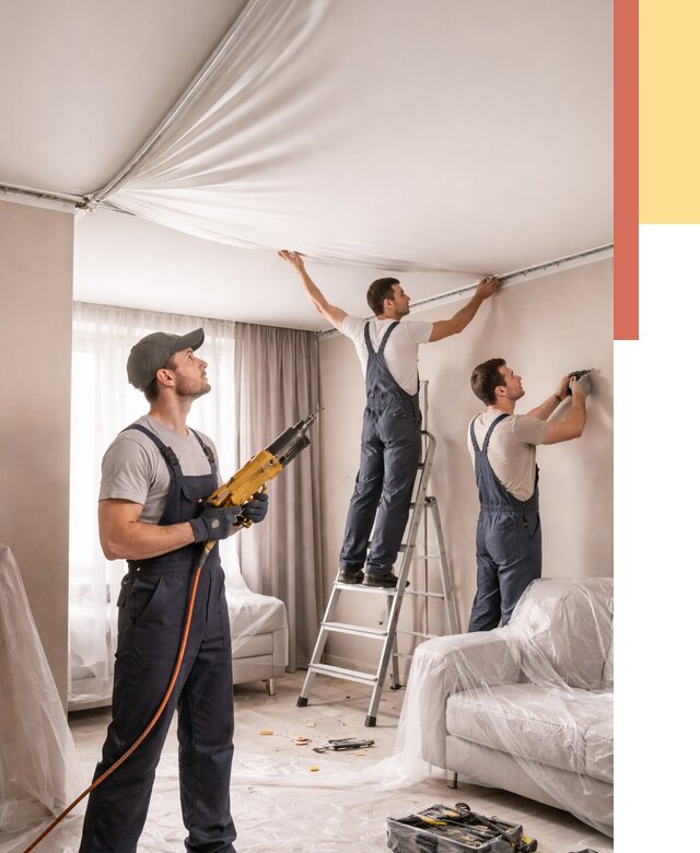 Установка натяжного потолка в Красноуфимске от 4571 руб. | Быстро и недорого — ОТДЕЛОЧНИК-Крф