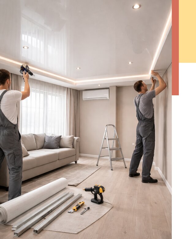 Монтаж глянцевого натяжного потолка в Красноуфимске от 762 руб. под ключ | ОТДЕЛОЧНИК-Крф