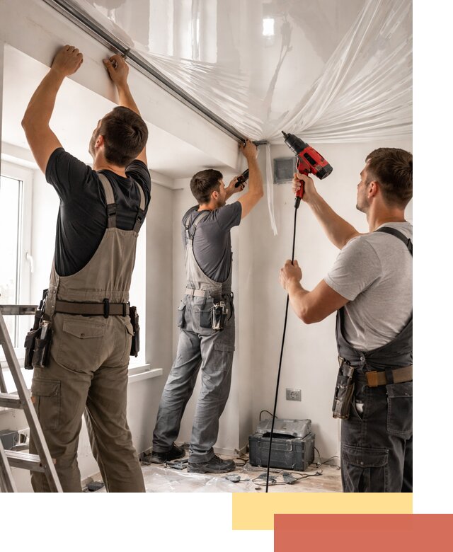 Монтаж глянцевого натяжного потолка в Красноуфимске быстро и качественно