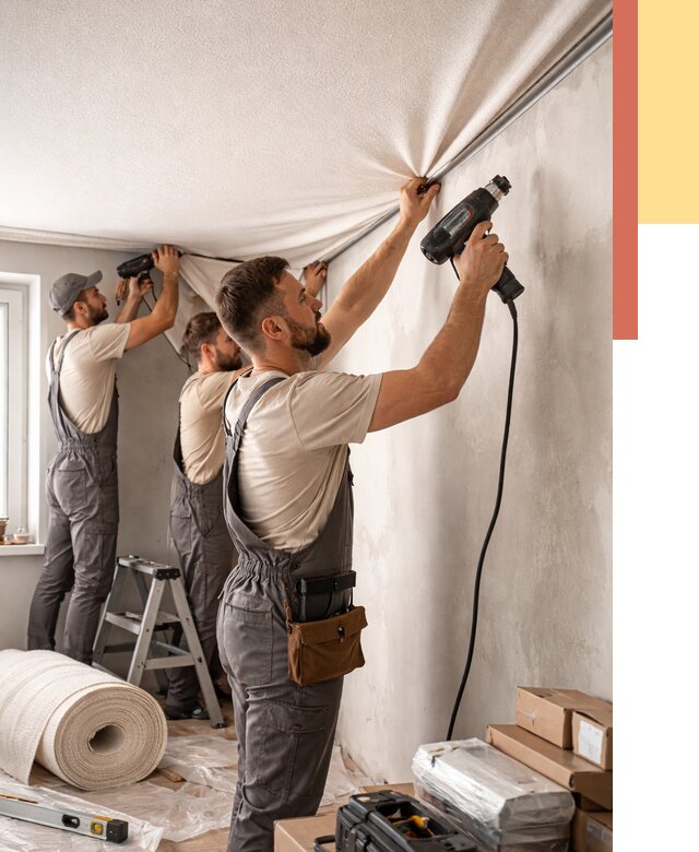 Монтаж фактурного натяжного потолка в Красноуфимске от 762 руб. — ОТДЕЛОЧНИК-Крф