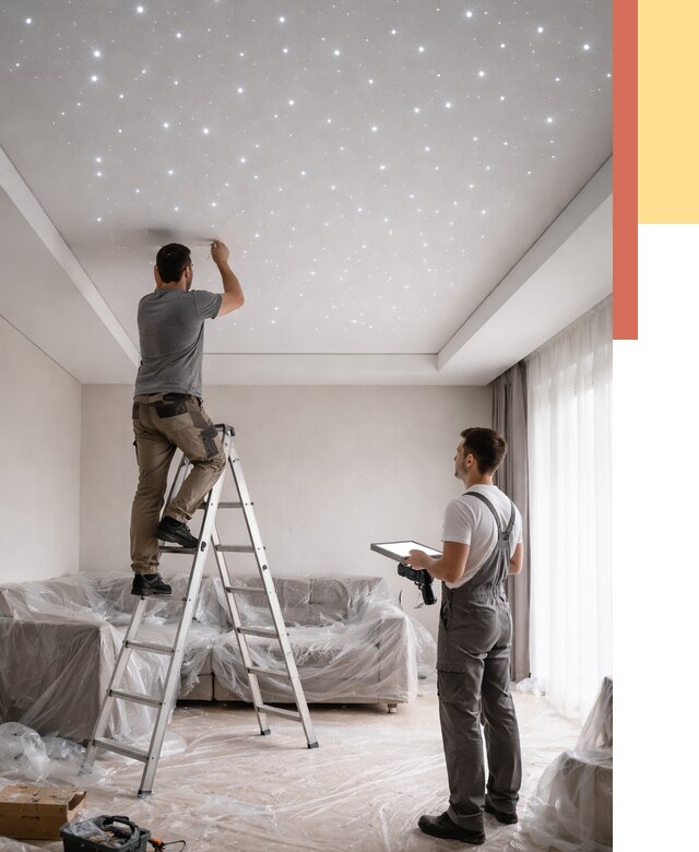 Монтаж натяжного потолка «звездное небо» в Красноуфимске от 6602 руб. | ОТДЕЛОЧНИК-Крф