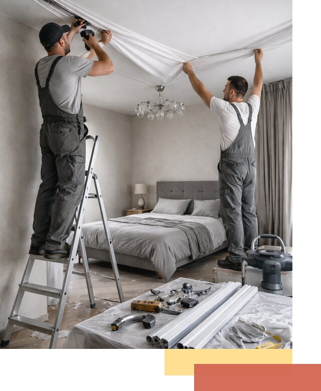 Монтаж натяжного потолка в спальне в Красноуфимске