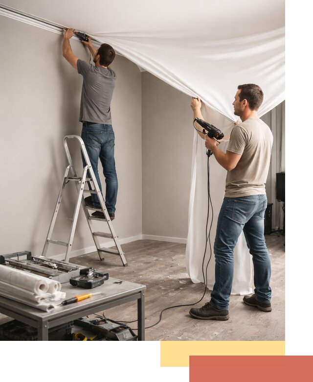 Монтаж натяжного потолка в студии в Красноуфимске