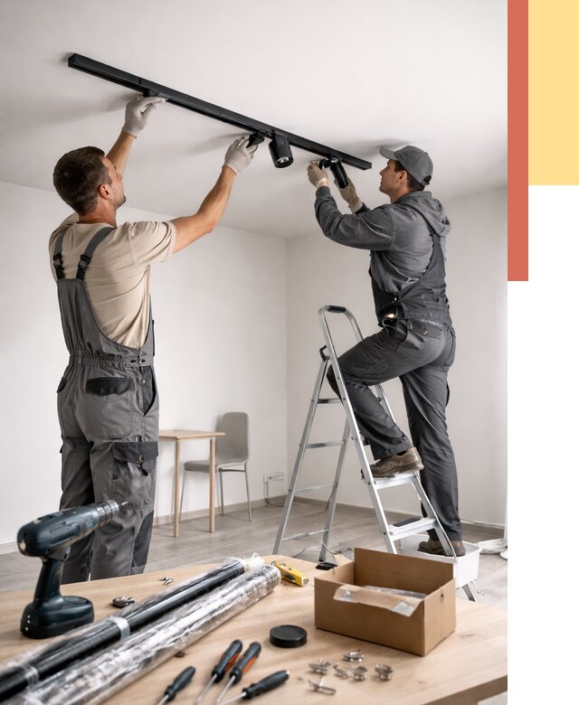 Установка трековых светильников в натяжной потолок в Красноуфимске от 4266 руб. | ОТДЕЛОЧНИК-Крф