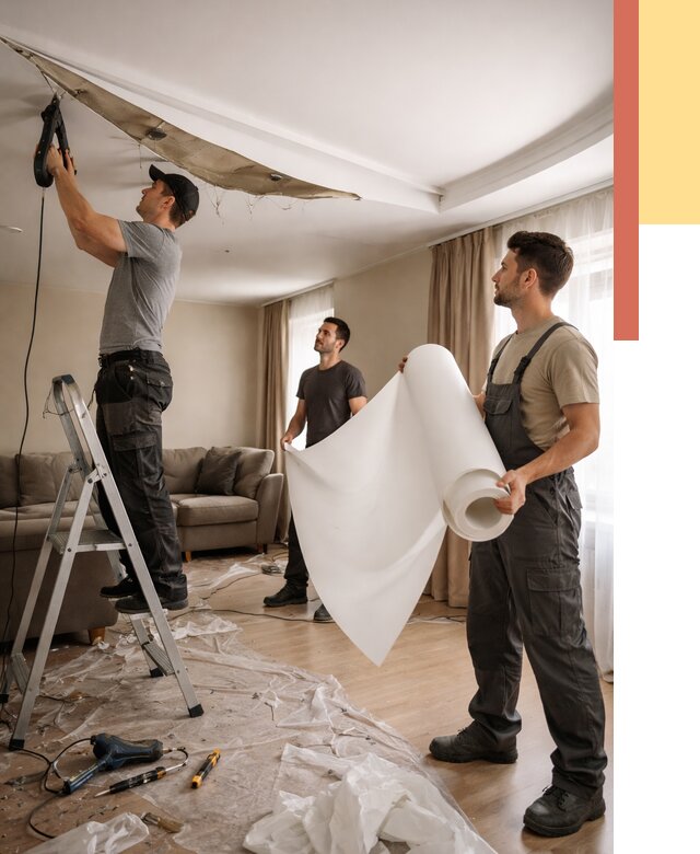 Замена полотна натяжного потолка в Красноуфимске от 9649 руб. быстро и недорого | ОТДЕЛОЧНИК-Крф