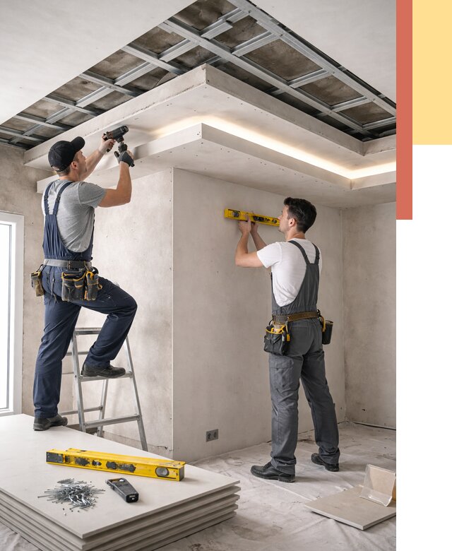 Двухуровневый потолок из гипсокартона в Красноуфимске от 1473 руб. под ключ | ОТДЕЛОЧНИК-Крф