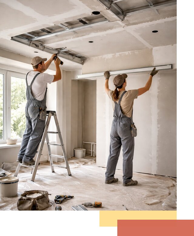 Монтаж многоуровневого потолка из гипсокартона в Красноуфимске