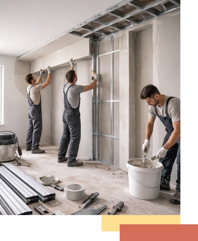 Монтаж потолка из гипсокартона с нишей в Красноуфимске