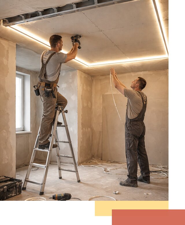 Потолок из гипсокартона с подсветкой в Красноуфимске