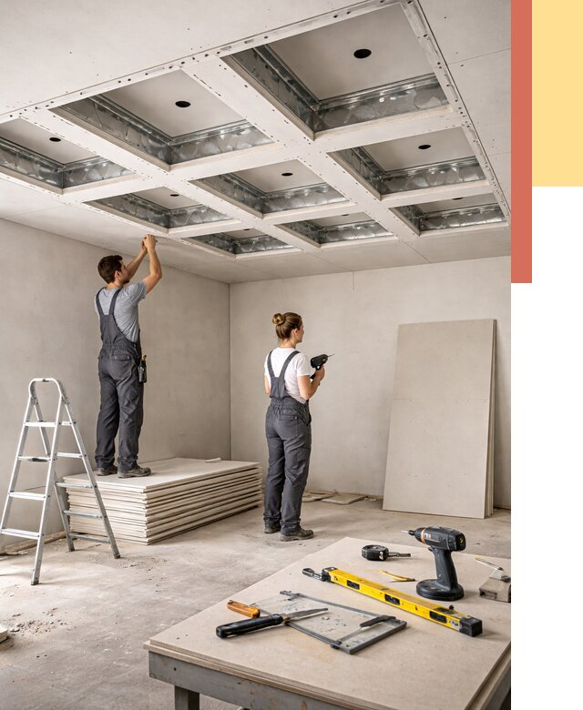 Кессонный потолок из гипсокартона в Красноуфимске от 1879 руб. — монтаж и под ключ | ОТДЕЛОЧНИК-Крф