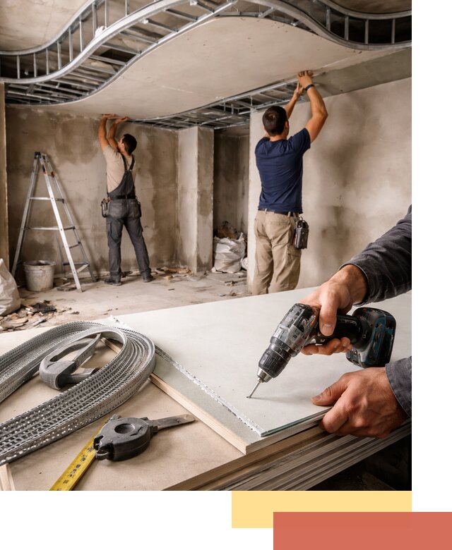 Криволинейный потолок из гипсокартона в Красноуфимске — монтаж и отделка