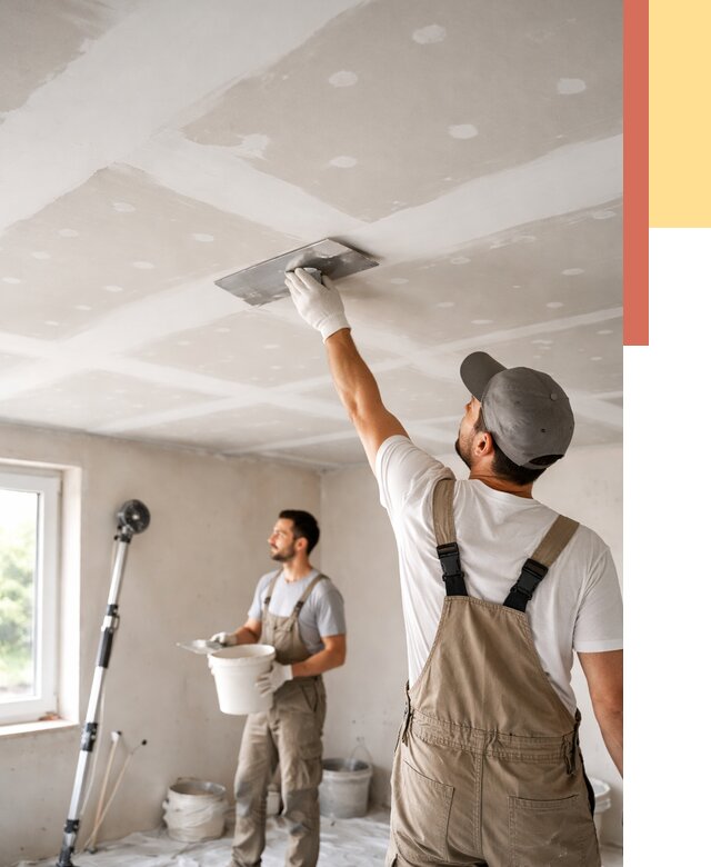 Шпаклевка потолка из гипсокартона в Красноуфимске от 3250 руб./м2 — услуги под ключ | ОТДЕЛОЧНИК-Крф