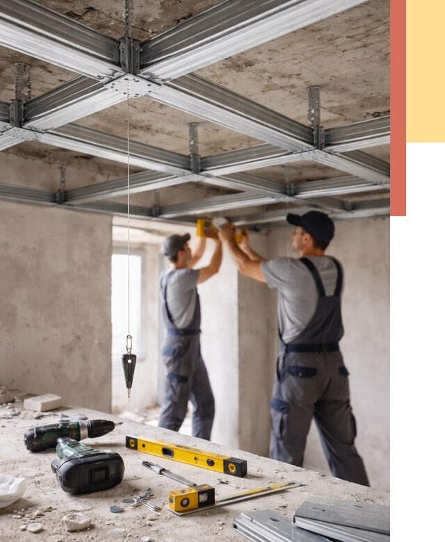 Монтаж каркаса потолка из профиля в Красноуфимске от 4571 руб. — услуги ОТДЕЛОЧНИК-Крф