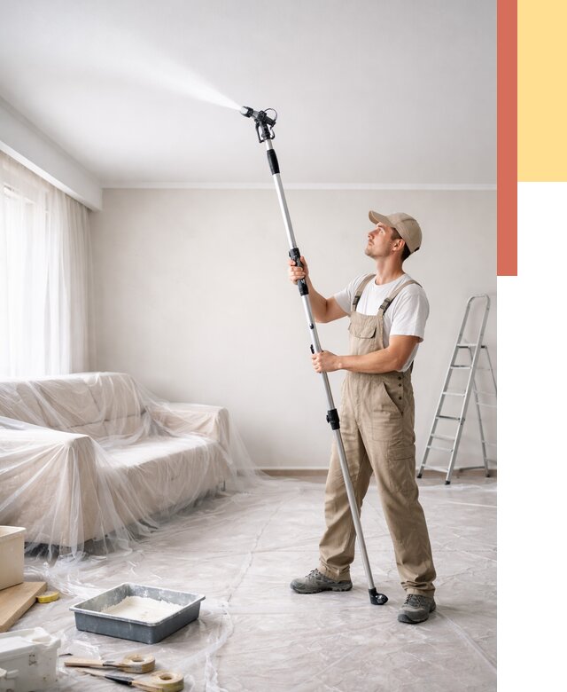 Покраска потолка краскопультом в Красноуфимске от 4571 руб. быстро и недорого | ОТДЕЛОЧНИК-Крф