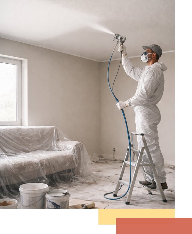 Покраска потолка краскопультом в Красноуфимске быстро и качественно