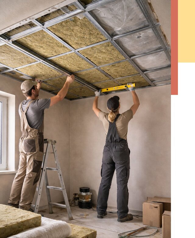 Шумоизоляция потолка в Красноуфимске от 1270 руб. под ключ — услуги ОТДЕЛОЧНИК-Крф